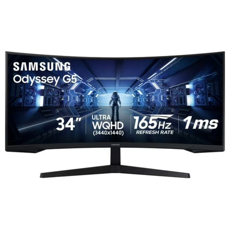 34" Samsung Odyssey G55T Curved WQHD 165Hz 1ms HDR VA Freesync Gaming Monitor