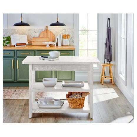Kitchen Island With Shelves & Drawers
