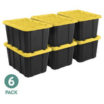 6-Pack 27-Gal Sterilite Industrial Tote Storage Bin W/ Snap-on Lids (Black/Yellow)