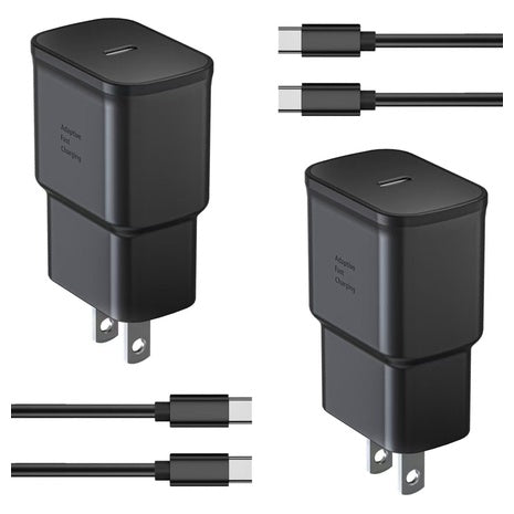 2 Pack 25W USB-C Fast Chargers With 6ft Cable