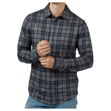 Men's Soft Stretch Knit Long Sleeve Button Up
