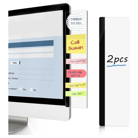 2-Piece 11" X 3.1" Transparent Acrylic Monitor Memo Board