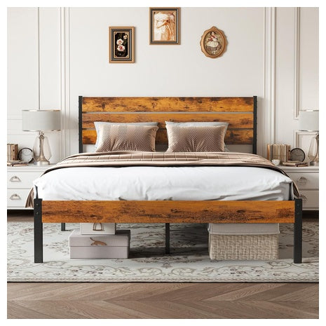 Queen Size Bed Frame with Headboard