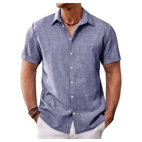 Men's Button Down Short Sleeve Casual Summer Beach Shirt (Various)