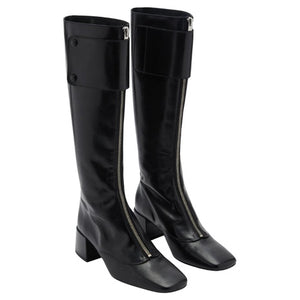 Zipper Leather Boots