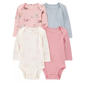 4-Pack Baby Girl Carter's Puppy Long Sleeve Bodysuits