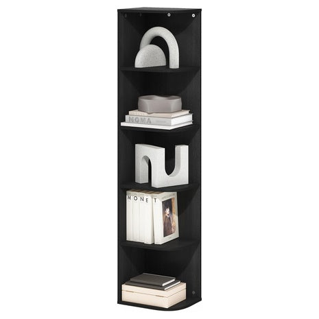 51.7" 5-Tier Corner Bookshelf With Open Shelf