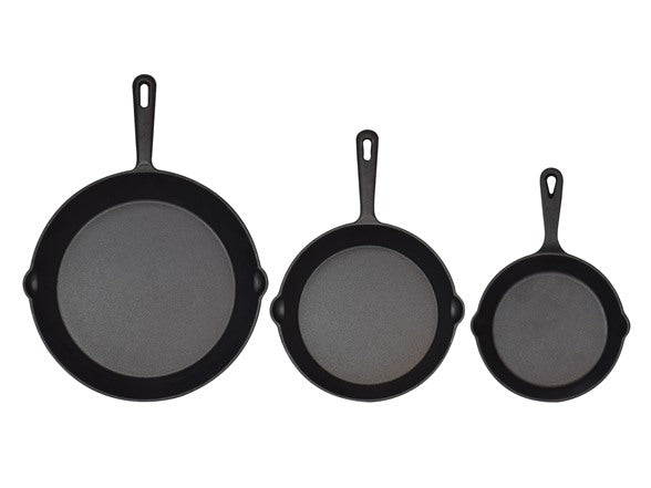 Set of 3 Jim Beam HEA Pre Seasoned Cast Iron Skillets (6", 8" & 10")