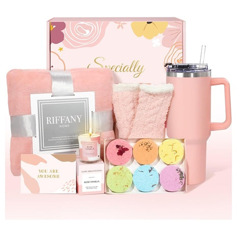 Self Care Spa Gift Set with Blanket & 40oz Tumbler