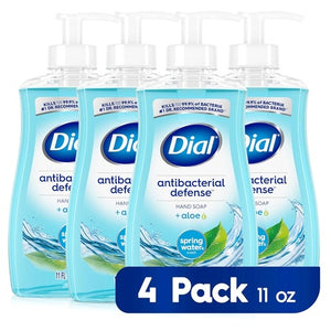 4 Pack of 11oz Dial Antibacterial Liquid Hand Soap, Spring Water Scent
