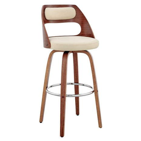 26" Julius Mid Century Modern Faux Leather Swivel Bar Stool