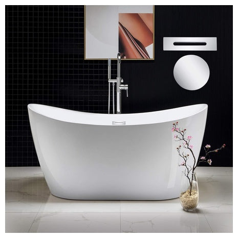 59" Freestanding Acrylic Soaking Bathtub