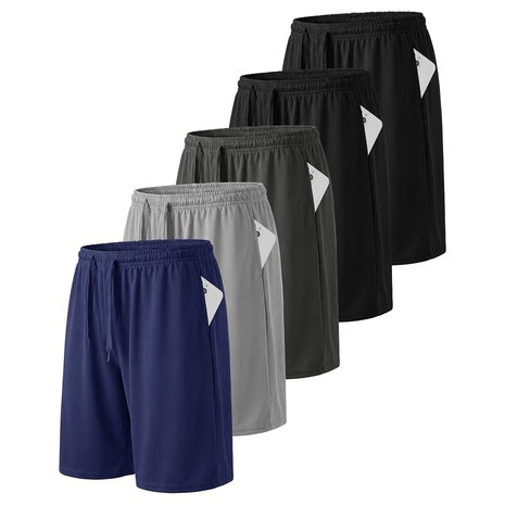 5-Pack Resinta Quick Dry Boys Athletic Shorts With Pockets