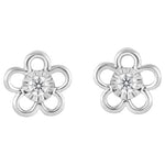Brilliant Diamond Lab Grown Diamond Accent Flower Earrings in Sterling Silver