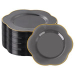 100 Gray & Gold Disposable Dinner Plates