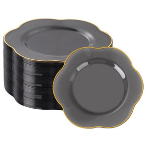 100 Gray & Gold Disposable Dinner Plates