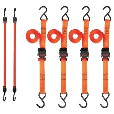 6-Piece BLACK+DECKER 24" Cambuckle Tie-Down And Bungee Strap Kit