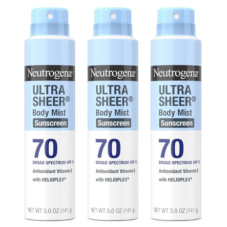 3-Pack Neutrogena Ultra Sheer SPF 70 Sunscreen Spray