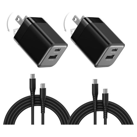 2-Pack 30W Dual Port USB C Wall Charger with Cables & Foldable Plug
