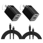 2-Pack 30W Dual Port USB C Wall Charger with Cables & Foldable Plug