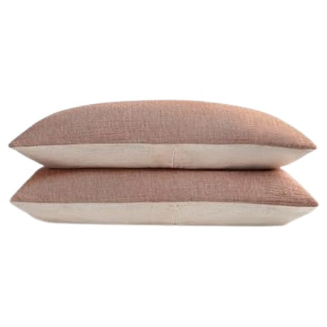 Set Of 2 Cotton Linen Fabric Blend Luxury Pillow Shams