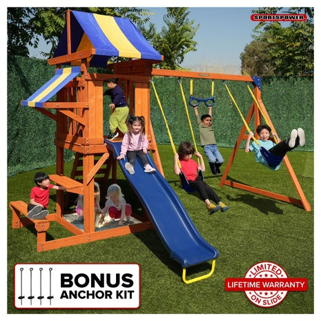 Sportspower Sunnyslope Wooden Swing Set With Play Fort