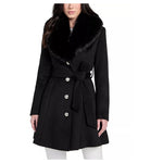 Guess Women's Belted Faux-Fur-Collar Button-Front Coat