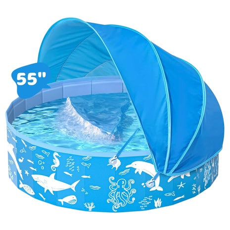 EPN 55" UPF 50+ Extra Large Kiddie Pool With Canopy
