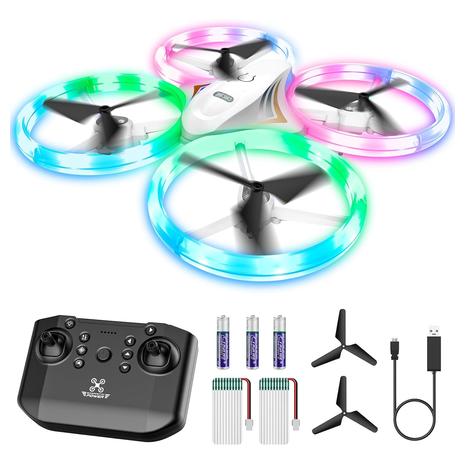 Remote Control LED Light Drone Quadcopter w/ 2 Rechargeable Battery