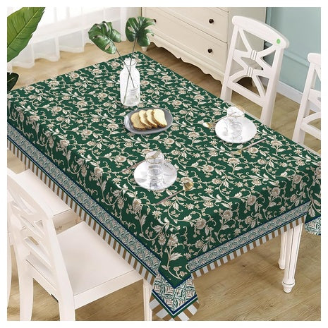 84"L X 60"W Retro Flower Artistic Vintage Floral Rectangle Tablecloth