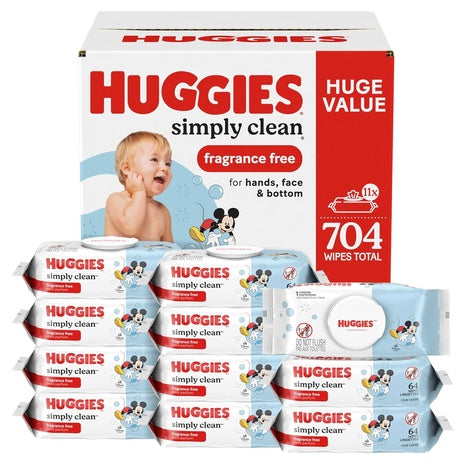 704-Count Huggies Simply Clean Fragrance-Free Baby Wipes