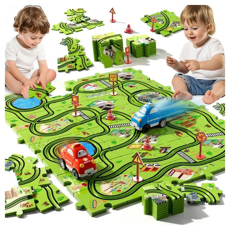 48 Or 64 Piece Puzzle Race Track Car Set