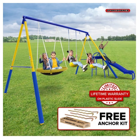 Sportspower Super Saucer Metal Swing Set With 2 Swings