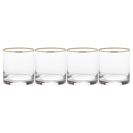 4-Pack Mikasa Julie Gold Double Old Fashioned Glasses (15 Oz)