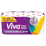 8 Family Triple Rolls (=25 Reg) Viva Signature Cloth Paper Towels
