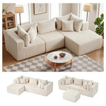 104'' L-Shaped Modular Corduroy Cloud Couch Sofa With Deep Seats