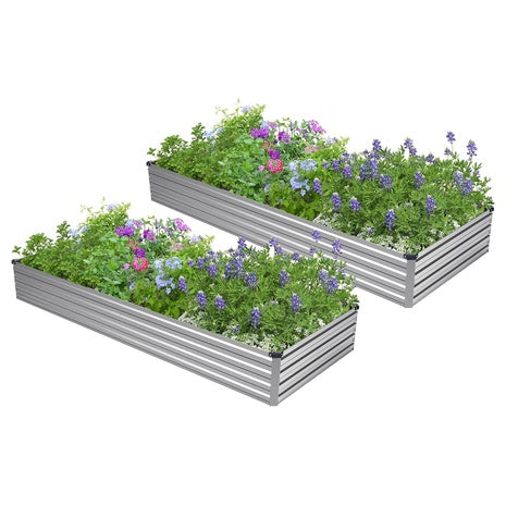 2-Piece 7' X 3' X 1' Galvanized Raised Garden Bed