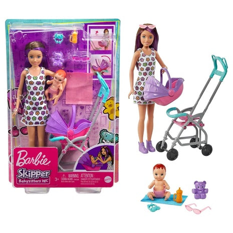 Barbie Skipper Babysitters Playset with Stroller & Baby Doll