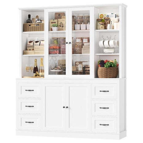 HIFIT 74.4" H X 63" W Large Pantry Kitchen Hutch Cabinet