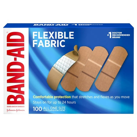 100 Band-Aid Flexible Fabric Sterile Bandages