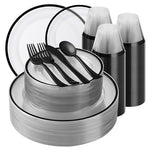 700 Piece Black & Clear Disposable Dinnerware Set