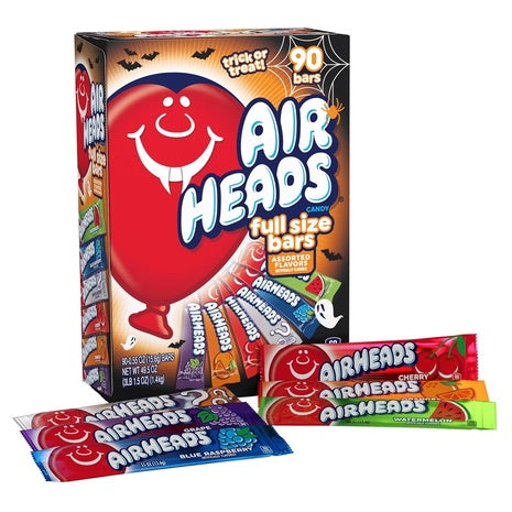 90 Airheads Full-Size Taffy Candy Bars Variety Pack