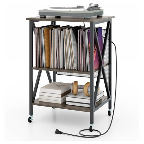 Giantex Record Player Stand With Charging Station