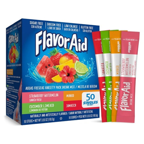 50 Flavor Aid Aguas Frescas Powdered Singles To Go Packs