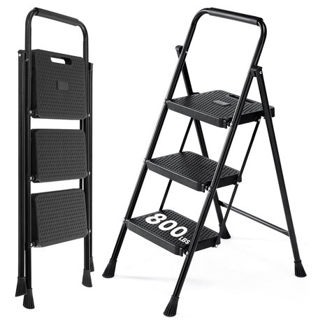 DUMOS 3 Step Sturdy Ladder With Anti-Slip Pedal