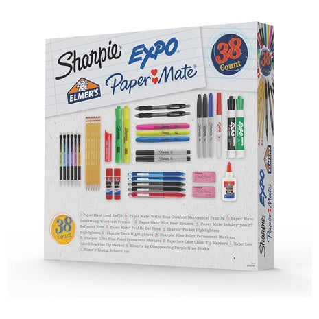 38 Piece School Supplies Kit with Sharpie, Elmer’s, Paper Mate & Expo
