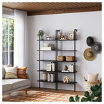 5-Shelf Wood Modern Bookcase (Set Of 2)