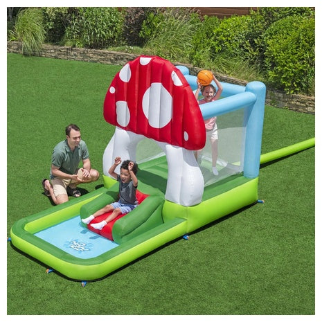 H2OGO! Mushroom Inflatable Bounce House with Slide & Splash Pool