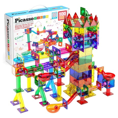 100-Piece PicassoTiles Magnetic Marble Run Building Set