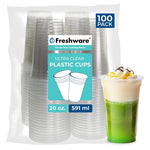 100 Freshware 20oz Clear Plastic Cups